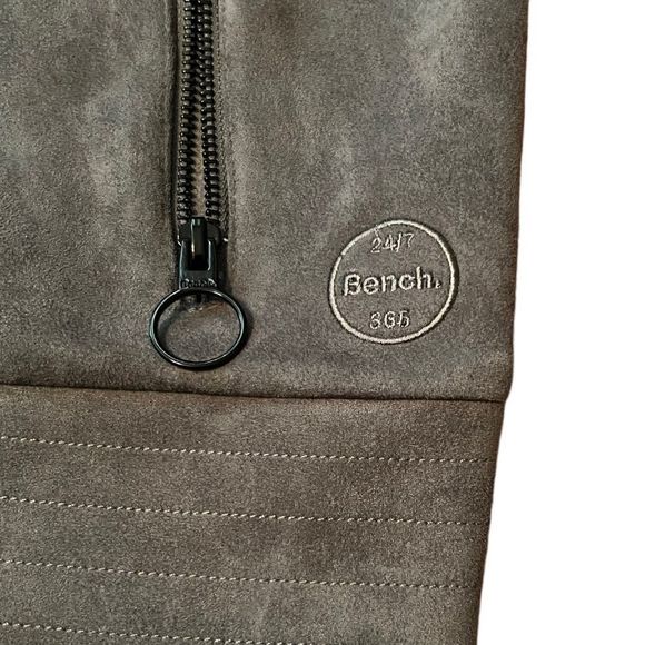 Bench jacket Alcantara Zip Up Biker Gray Size Medium - Picture 5 of 10